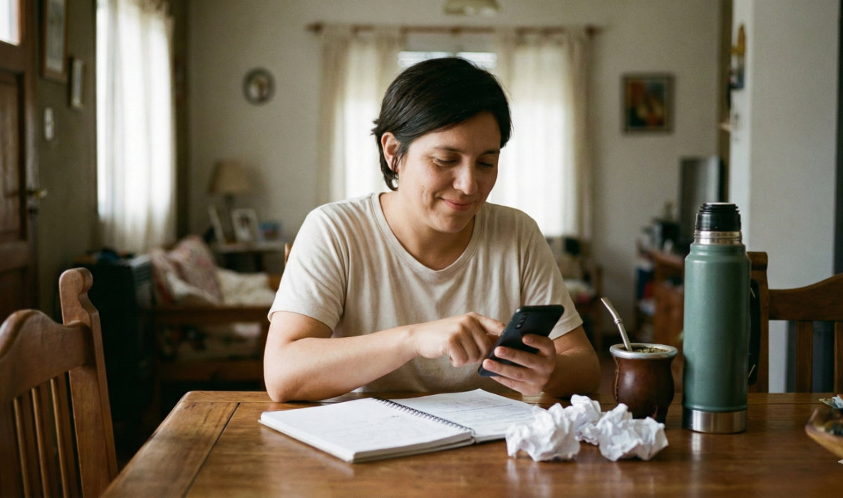 Persona revisando gastos médicos y plan de salud en el celular
