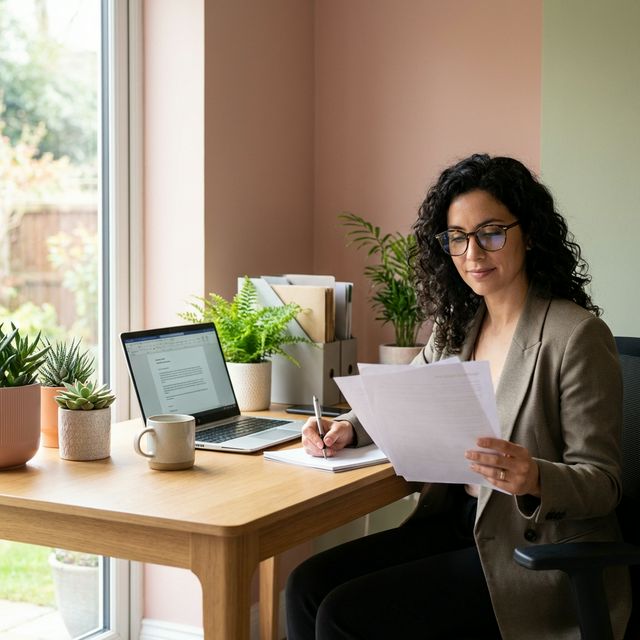 Persona escribiendo carta de baja de prepaga con documentación